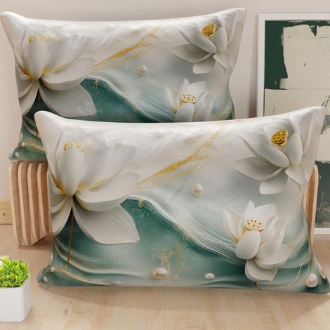 Paire de taies d'oreiller 30 x 50 cm en Microfibre, Coussins d'ameublement, canapé, Salon, 2 Housses de Coussin, taie d'oreiller Florale 06 14, 100% fabriqué en Italie (1/5)