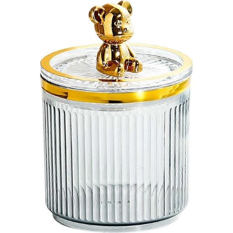 Pot multifonctionnel pour cotons-tiges de maquillage, contenant anti-poussière pour bureau-Gray