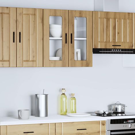 Küchen-Hängeschrank mit Glastür Porto Artisan-Eiche