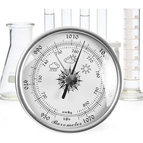 Barometer Wetterstation Druckmesser Außenwetter Hohe Präzision 70 mm Durchmesser Silberfarben (1/5)