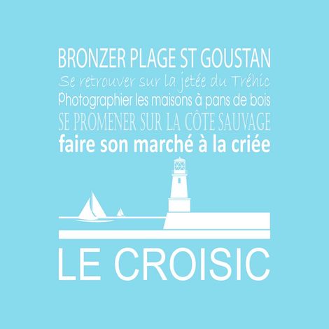 Tableau sur toile Le Croisic bleu clair 30x30 cm - Impression sur Toile Murale Décorative - Image imprimée en HD sur Toile - Toile sur Châssis en Bois FSC - Fabriqué en France (1/4)