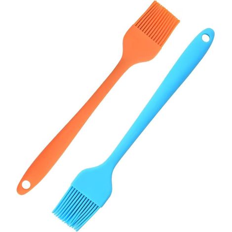 Set di 2 pennelli in silicone resistenti al calore, 20,3 cm, arancione e blu. (1/4)