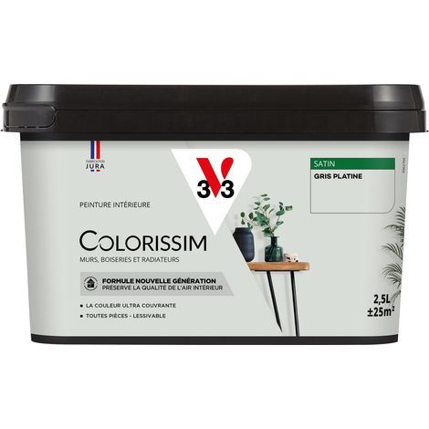 Peinture murale intérieure Colorissim® V33 Gris platine Satin 2,5L