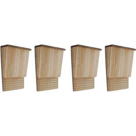 Vidaxl – Maison pour chauves-souris en bois massif – Lot de 4 – Dimensions 22 x 12 x 34 cm – Crochet métallique pour fixation facile