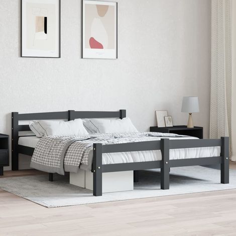 Estructura cama sin colchón madera pino gris oscuro 120x200 cm vidaXL (1/5)