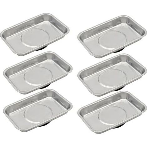 Plateau magnétique 6 pièces 95x65mm, plateau à outils magnétique en acier inoxydable, maintient les vis, les forets et les clous, aimant haute performance, plateau magnétique épaissi (1/4)