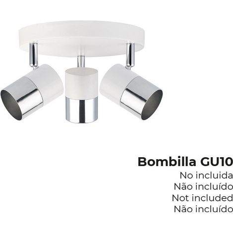 Applique Halogène 3 éléments Couleur Chrome+blanc Os Gu-10 Modèle Moon Edm (1/3)