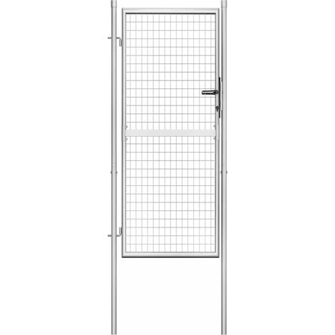 Portail de jardin-Portillon de jardin en acier galvanisé 100 x 175 cm argent (1/5)