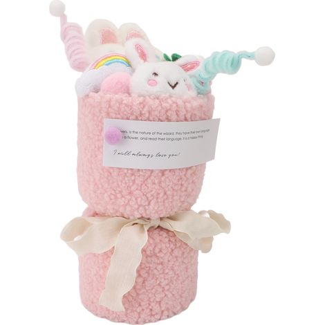 Bouquet de peluches animal lapin mignon déco maison avec carte pour anniv mariage anniversaire diplôme (1/5)