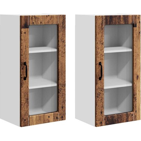 Maison Exclusive - Mobile in vetro da parete LUCCA 2 pz Legno antico (1/5)