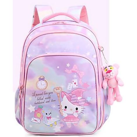Cartable scolaire mignon léger pour fille primaire, sac à dos enfant avec sangle pectorale, grand violet motif cartoon (1/5)