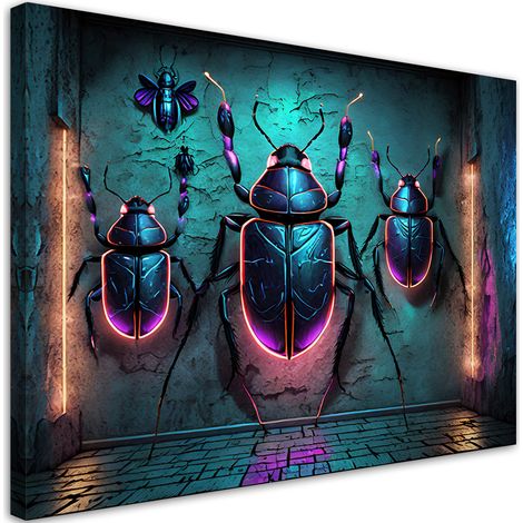 Tableau déco Insectes animaux néon 90x60 (1/5)