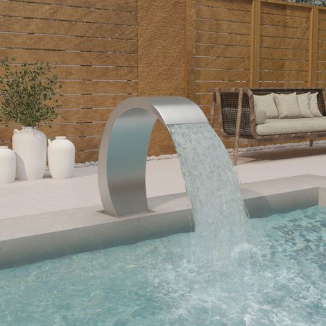 Fontana per Piscina con LED 22x60x70 cm in Acciaio Inox 304 (1/8)