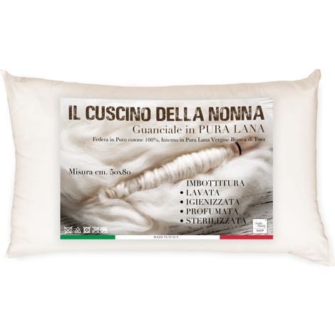 GUANCIALE cuscino della NONNA In Pura Lana Vergine Made in Italy