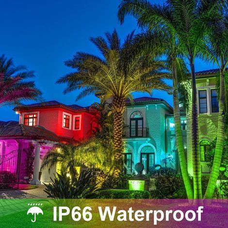 50-W-RGB-Flutlichtstrahler mit Farbwechsel, LED-Flutlichtstrahler für den Außenbereich mit Fernbedienung, IP66 wasserdicht (1/4)