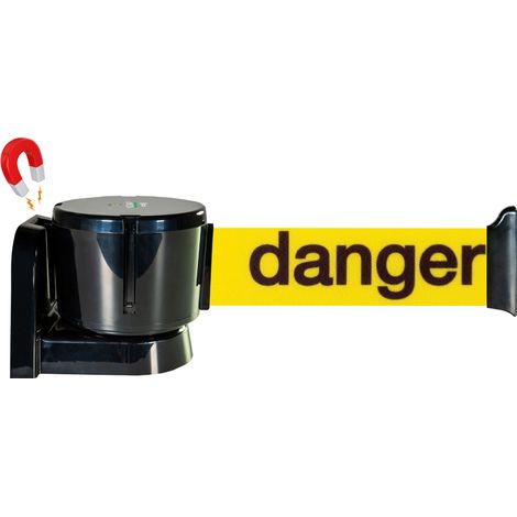Enrouleur mural magnétique grande longueur avec sangle jaune danger 12m x 50mm - 2811125 (1/2)