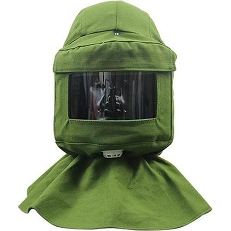 Sandstrahlglocke, Sandstrahlschal, Windschutzmaske, Sandstrahlmaske, Staubschutzausrüstung, Gesichtsmaske, grüne Plane + Schutzhelm (1/5)
