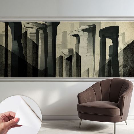 Tapete adhésive moderne pour salon et chambre à coucher Décoration rapide avec colle Architecture brute 250x104 cm (1/5)
