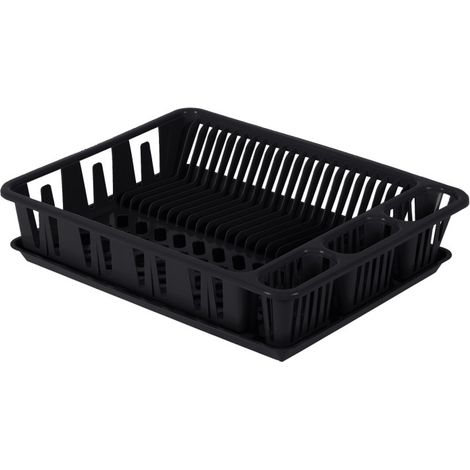 Egouttoir à vaisselle Noir Plastique Fabriqué en France + Plateau - 21 assiettes - Livraison gratuite (1/2)