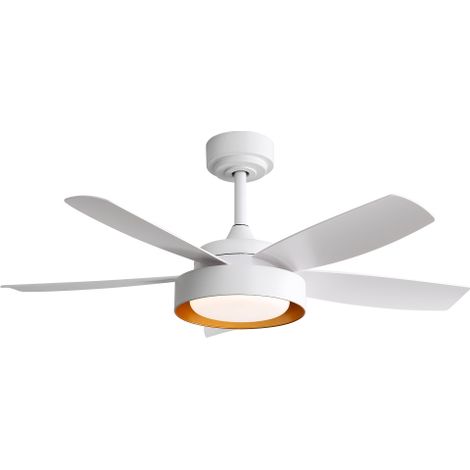 Deckenventilator mit Licht 42 Zoll, weißer Deckenventilator mit Fernbedienung, leiser DC Motor, reversibel, 22W LED, für Schlafzimmer (1/4)