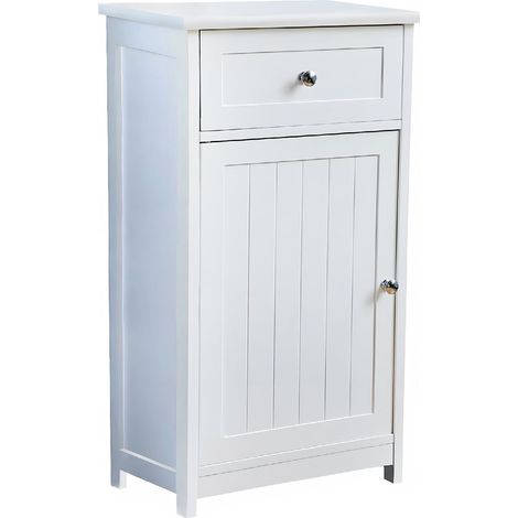 Mobiletto da bagno moderno bianco con cassetto e anta 82x42x10 BR4We (1/5)