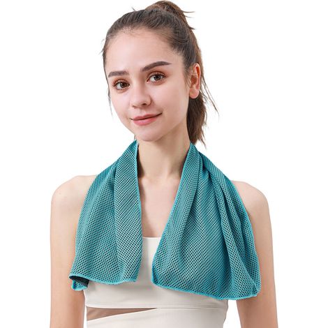30 x 90 cm Sport-Kühlhandtuch – Schnelltrocknendes Eishandtuch für Laufen, Wandern und Outdoor-Aktivitäten – Sofortiger Kühleffekt, Seeblau-x
