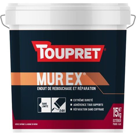 Toupret – Enduit de rebouchage extérieur en poudre 15KG – Adhérence tous supports – Extrême dureté – Réparation sans coffrage
