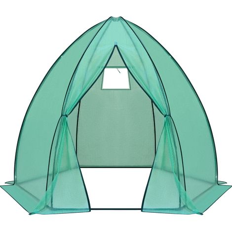 CHICFURN Invernadero tipi de jardín 240x200x240 cm en acero y PE verde para plantas (1/5)