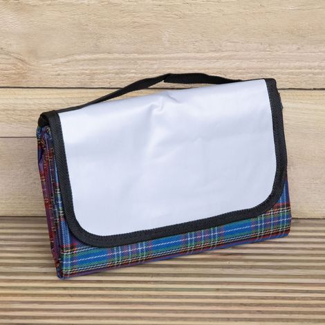 1.50m x 1.15m Waterproof Patterned Picnic Blanket Rug with Carry Handle in Blue (1/5)
