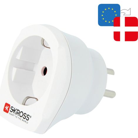 Skross Reiseadapter Europa nach Dänemark, geerdet, 16 A, 100-250 V - Weiß (1/5)