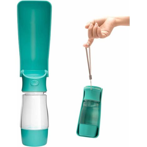 Bouteille d'eau de voyage pour chien - Portable - Pliable - Avec récipient à nourriture -Pour les voyages, la randonnée - Compacte, durable, légère et étanche - Bleu (1/5)