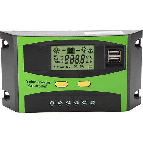 PWM-Smart-Dual-USB-Solarpanel-Laderegler mit LCD-Anzeige, 12 V/24 V, 20 A