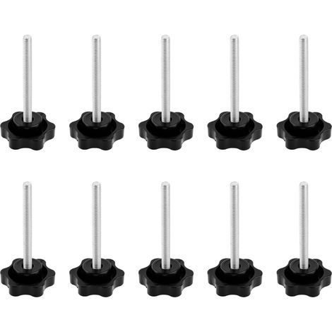 30 Pièces Bouton de Serrage M6 x 60 mm Vis à Tête Étoilée Bouton Moleté à Filetage Noir, Vis à Oreilles Galvanisés, pour Tour de Machines Mécanique (1/5)