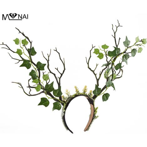Forest-themed exaggerated headbands, realistic tree branch headbands, unique headbands for stage fashion shows, gothic leaf headbands, dark Halloween headbands (1/5)