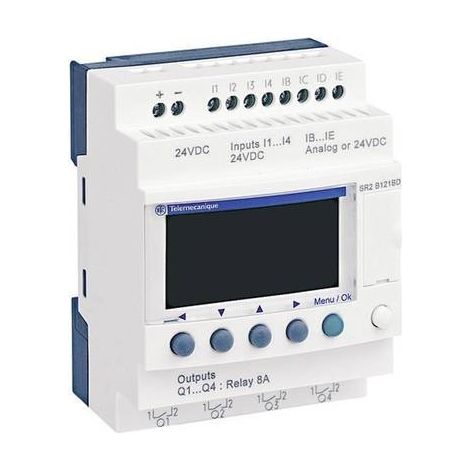 Smart relay compatto Zelio Logic - 12 I/O - 24 V CC - Orologio - Display - SR2B121JD (1/2)