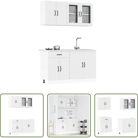 Küchenschränke - 4-tlg. Küchenschrank-Set Lucca Weiß Holzwerkstoff (1/5)