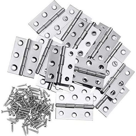 10 pièces charnière, acier inoxydable 304, 66 mm x 33 mm, épaisseur 1 mm, avec 60 vis M4 × 16 mm, pour armoire, tiroir, porte intérieure (1/5)