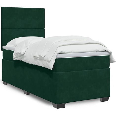 Boxspringbett mit Matratze Dunkelgrün 80x200 cm Samt