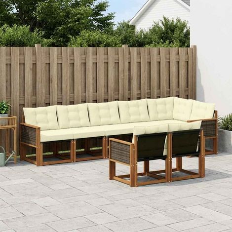 vidaXL Outdoor-Sofagarnitur mit Kissen 8 pcs Natur und Creme (1/5)