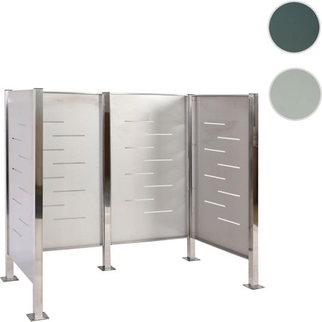 Clôture pour poubelles HWC-J55 - habillage pour poubelles Rangement pour poubelles - 150x165x85cm métal - inox (1/5)