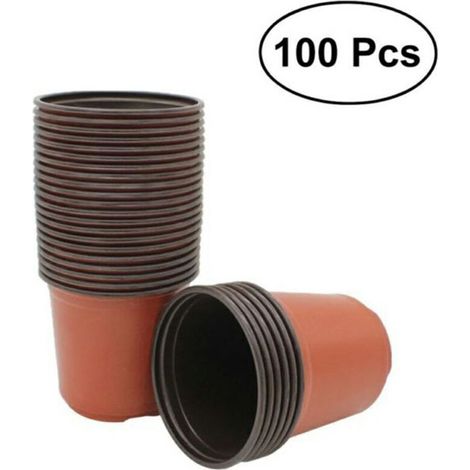 100 pièces plantes Pots de fleurs en plastique Pots de fleurs en plein air vivant jardin pépinière semis Pot conteneur (1/5)