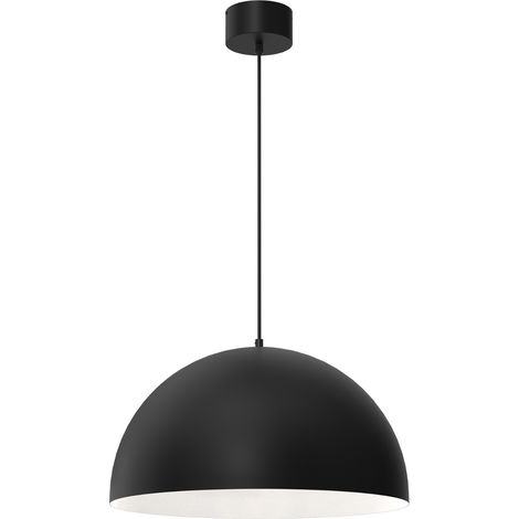 Suspension noire demi-dôme intérieur blanc E27 Luminex