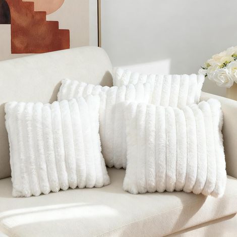 Housses de Coussin 40×40cm, 4 Pièces Coussin Doux Blanc en Velours Doux, Coussin Doux Canapé avec Fermeture Éclair Cachée, Coussins Canapé Decoratif pour Chambre, Décoration de Maison (1/5)