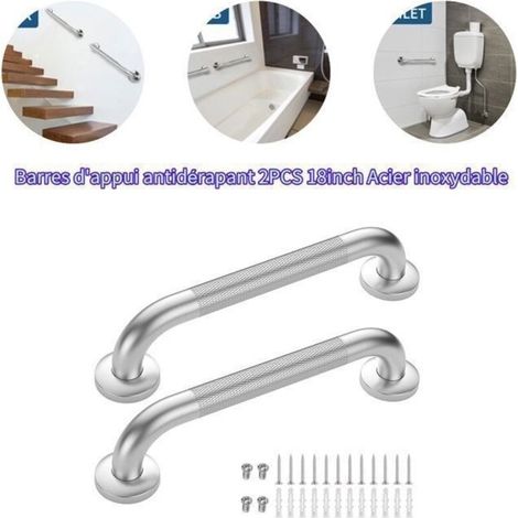 (Colore acciaio inossidabile) 2 pezzi 45,7 cm (18 pollici) maniglione antiscivolo in acciaio inossidabile per bagno, maniglione di sicurezza per anziani