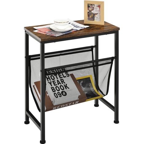 2-Tier Narrow Sofa Side End Table Industrial Coffee Snack Table Laptop Stand (1/2)