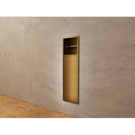 MEDIMEX HOR007/OC EGEAN Hornacina Con Puerta Y Portarrollos 17x60 Oro Cepillado - ref: HOR007/OC (1/2)