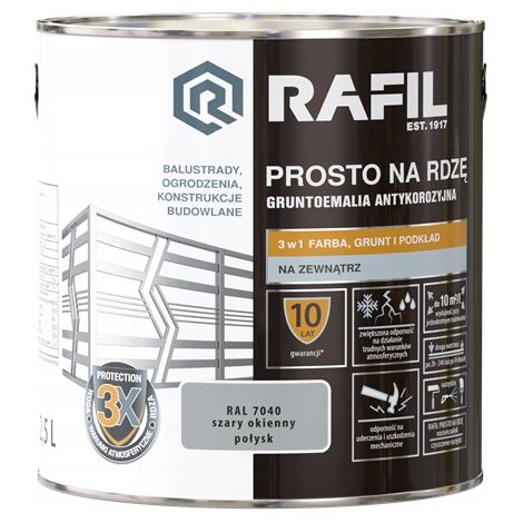 Rafil Metalllack, direkt zu Rostgrau, Fensterglanz, 2,5 l