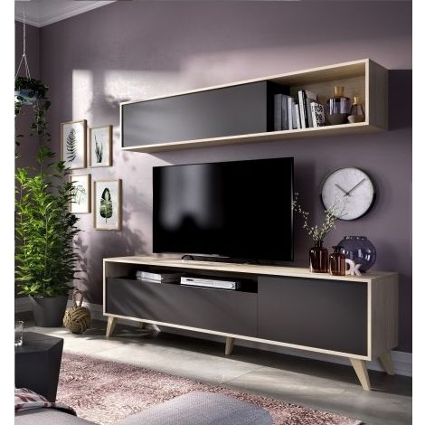 DEKIT - Salón TV Compacto color Grafito / Natural 180x180x41 cm modelo BONN (1/10)