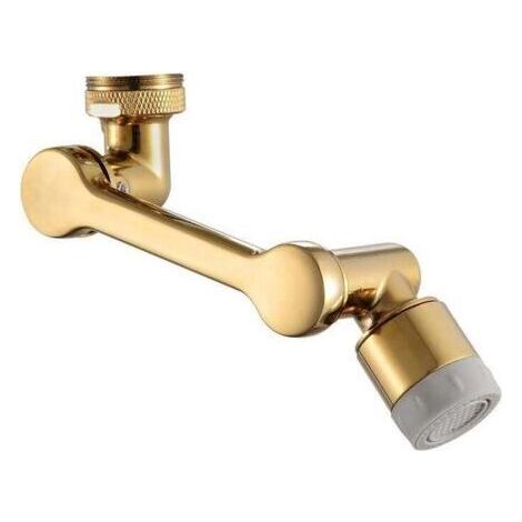 Aérateur de robinet pivotant 1080° – Pulvérisateur 2 fonctions – Laiton or brossé – Connexion universelle pour robinets standards