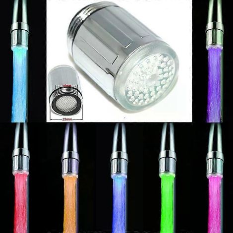 HONORNIC - Robinet d'eau à LED avec aérateur et bec verseur, sensible à la température et à la lumière (3 couleurs), pour cuisine et salle de bain. Durable et résistant. (1/4)